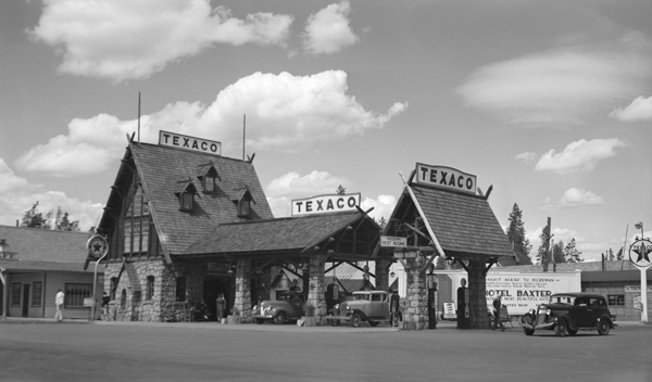 View of the Eagles Store and Texaco Service Station, West Yellowstone, Montana