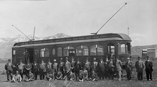 Group Portrait With The Gallatin Valley Electric Railway Car, Bozeman, Montana
