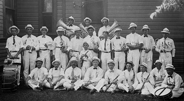 Group Portrait of the Bozeman Interstate Band, Bozeman, Montana