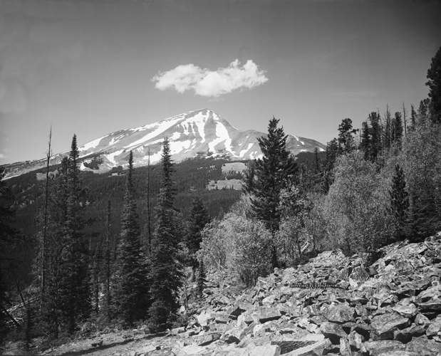 View of Lone Mountain Peak, Big Sky, Madison Range, Montana