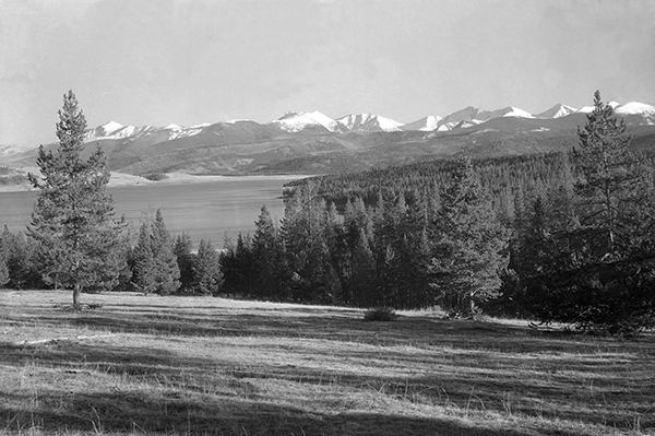 View of Mountains, River, and Field, Unknown Location