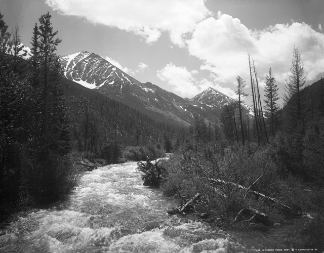 View of Spanish Peaks, Madison Range, near Bozeman, Montana