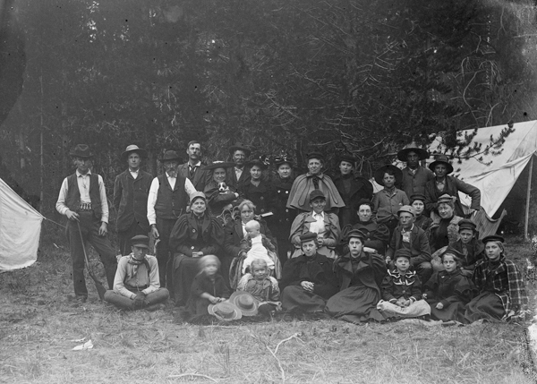 Group Portrait at Chisholms Camp, Hyalite Canyon, Montana