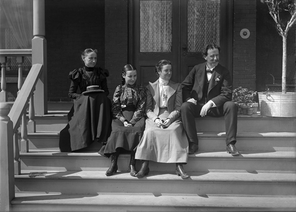 Dr. Henry Foster and His Family on Porch of Bozeman Sanitarium, Bozeman, Montana