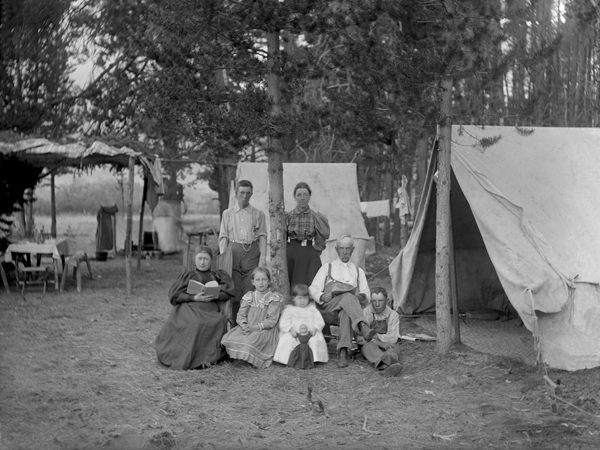 Lamme and Ferris Group at Chisholm Camp, Middle Creek, Hyalite Canyon, Montana