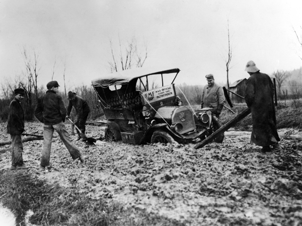 EMF Automobile Stuck in Mud, AAA Glidden Tour, Montana