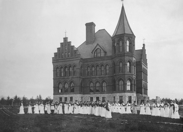 Students with flowers, Dillon Normal College, Dillon, Montana