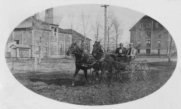 Men with Horse and Wagon, Montana State College Campus, Bozeman, Montana