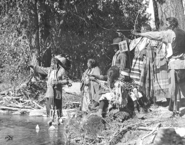 A Group of Flathead Indians Near Medicine Tree Near Missoula, Montana