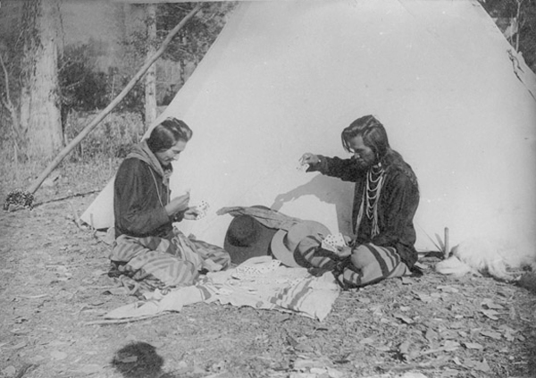 Flathead Indian Men Playing Cards, Unknown Location