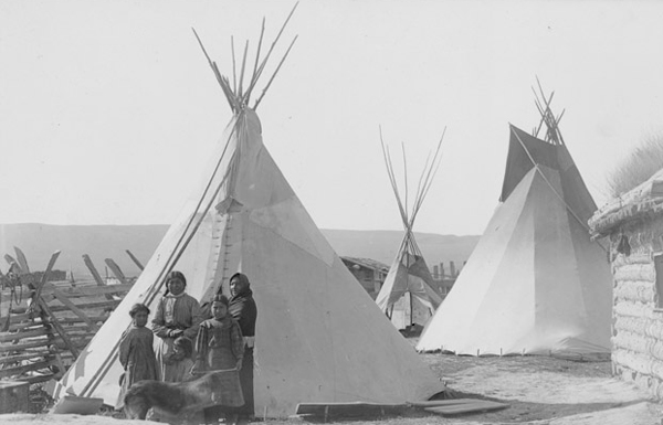 Flathead Indians in Front of Tipi, Unknown Location