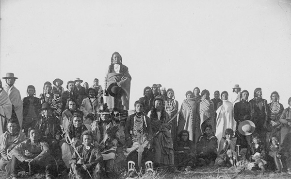 Group Portrait with Many Indian Men and Women, Unknown Location