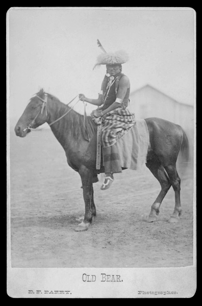 Portrait of Old Bear, Crow Warrior, on Horseback, Unknown Location