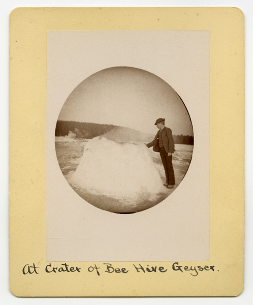 Standing At Crater of Beehive Geyser, Yellowstone National Park, Wyoming Territory