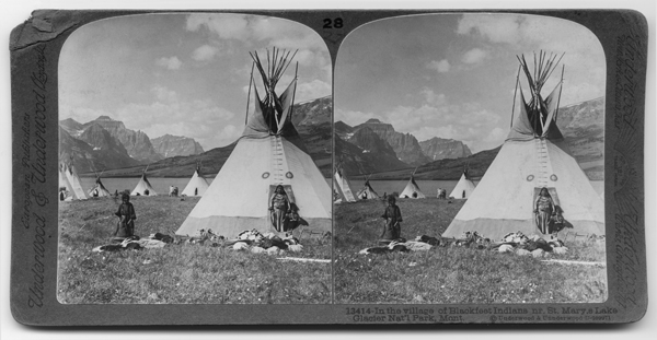 In the Village of Blackfeet Indians near St. Marys Lake, Glacier National Park, Montana