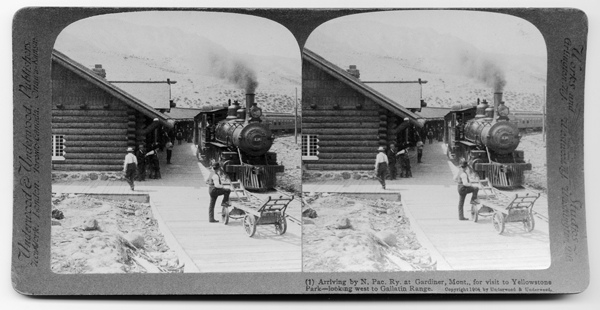 Train Arriving at Gardiner, Montana, for a Visit to Yellowstone Park