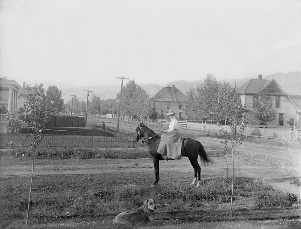 Leila Mendenhall on Horseback, Bozeman, Montana