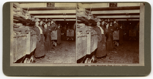 1500 Feet Under Butte, Visitors in a Mine Tunnel, Butte, Montana Territory