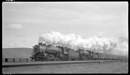 NP 2239, Class Q-5 doubleheading with NP 2259, Class Q-6 pulling Train No. 3 out of Missoula Yard