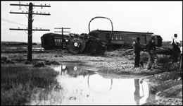 NP 2654, a 4-8-4 Northern class A-2, wrecked by a washout near Hebron, North Dakota.  It was pulling Train #1 the NCL.