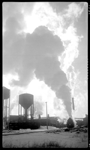 View of Glendive Roundhouse in 20 degree below weather.  NP 5000 Class Z-5, in foreground surrounded by steam, fog and smoke.