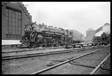 NYC 5253  Buffalo NY  5/28 Left side view of New York Central 4-8-2 on ready track  Second, unidentified locomotive on near track in bkgrnd