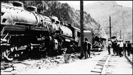 Head on wreck of NP Train No. 2 with NP 2230, Class Q-5 and XW with NP 1747, Class W-3 near Durant, MT 