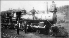 NP 782, Class C-6 on siding at Kooskia, formerly Stuart ID. Crew is posing for photographer. 