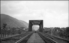 NP double tracks, truss bridge, Milltown, MT.