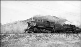 A Y-3 and an L-9, engines generally used in switching service, had few changes to run wide open in the confines of a yard.  But once in a while they got to make an over the road move.  The 2-8-0, having the advantage of a pilot truck, takes the lead.