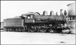 A more modern version of the American Standard 4-4-0 wheel arrangement, but still has not been fitted with electricity.  Copy negative from Robert Graham.