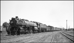 NP 2654, a 4-8-4 Northern Class A-2, heads an extra west bound freight train throught the Billings yard.