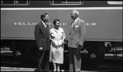 Mr. and Mrs. R. S. Macfarlane and Gov. J. Hugo Aronson at dedication of NP 1382 at Helena, MT.