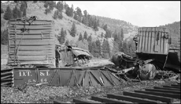 Wreck of NP X7011W at Clinton, MT.