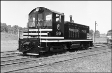 NP DE 99, NW-2 switcher outside of Mississippi Street Diesel Shop in St Paul