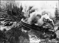 NP Train No. 10, with NP 375, pulling 6 car mixed train near Vollmer, ID, (now Troy, ID).  Engineer Gus Bowman.