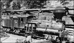 Cascade Lumber 214, shay locomotive at support shop near Swauk, WA. 