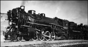 NP 1844, a 2-8-2 Mikado Class W-5 with Engineer Dean at Muir, Montana.