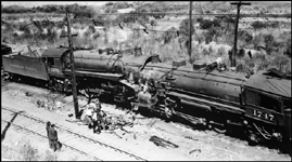 Head on wreck of NP Train No. 2  with NP 2230, Class Q-5 and XW with NP 1747, Class W-3 near Durant, MT.
