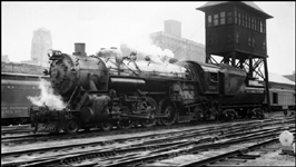 B&O 5241, 4-6-2 under control tower in Chicago Passenger Yard.