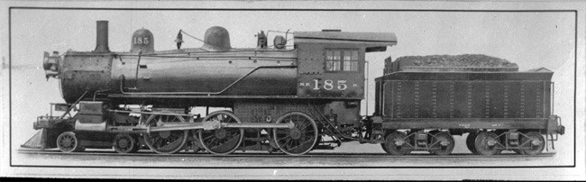 NP 185, Class R. This photo taken and background removed for use in a motive power book produced by the NP mechanical department.