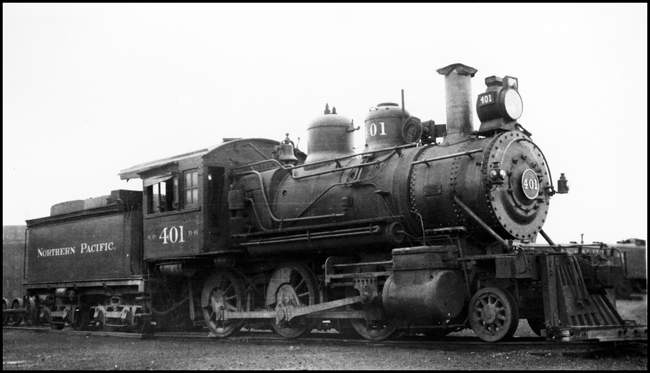 NP 401, a 2-6-0 Mogel Class D-6, at Pasco, Washington.