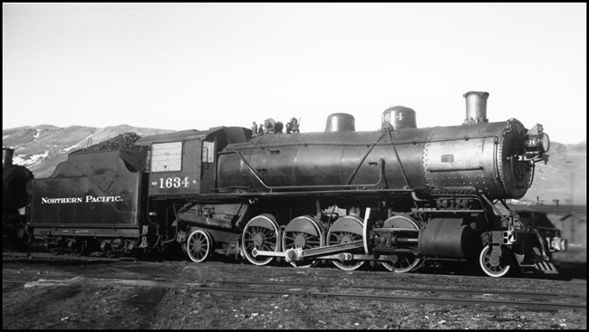 NP 1634, a 2-8-2 Mikado Class W, at Livingston, Montana.