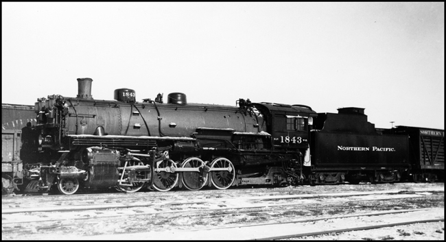 NP 1843, a 2-8-2 Mikado Class W-5, at Jamestown, North Dakota.