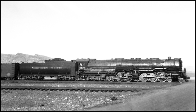NP 5011, a 2-8-8-4 Yellowstone Class Z-5, heading a freight train at Livingston.