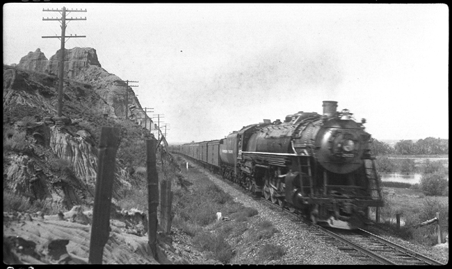 NP 2655, Class A-2 with NP train No. 2 two miles west of Glendive