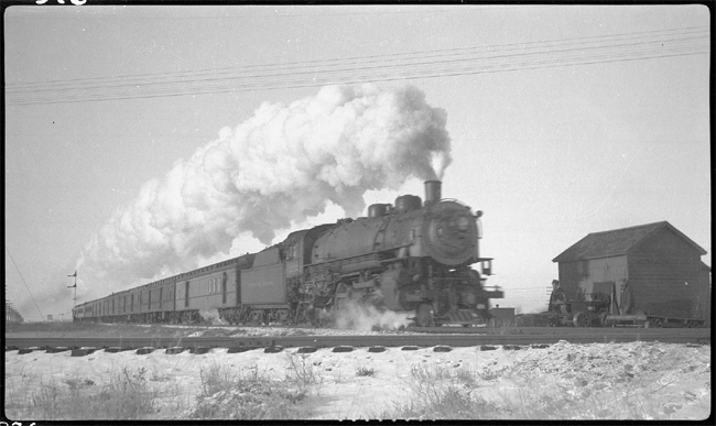 NP 2232, Class Q-5 pulling train No. 4 through crossover at Belgrade