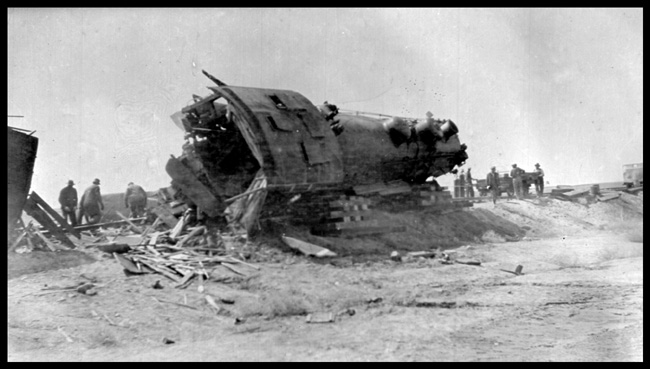 NP 1838, Class W-5 on its side after wreck of NO. 603 caused by open switch near Wibaux, MT.