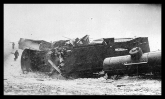 W-3 engine wrecked in snow storm near Jamestown, ND