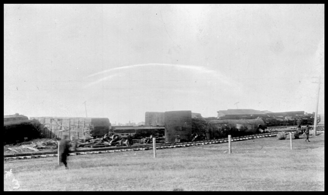 Wreck of NP No. 1 Jamestown, ND, with T and Q-3 engines.